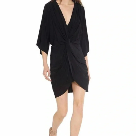 Revolve Misa Los Angeles V-neck Twist front Black Dress Size Medium - Picture 1 of 7